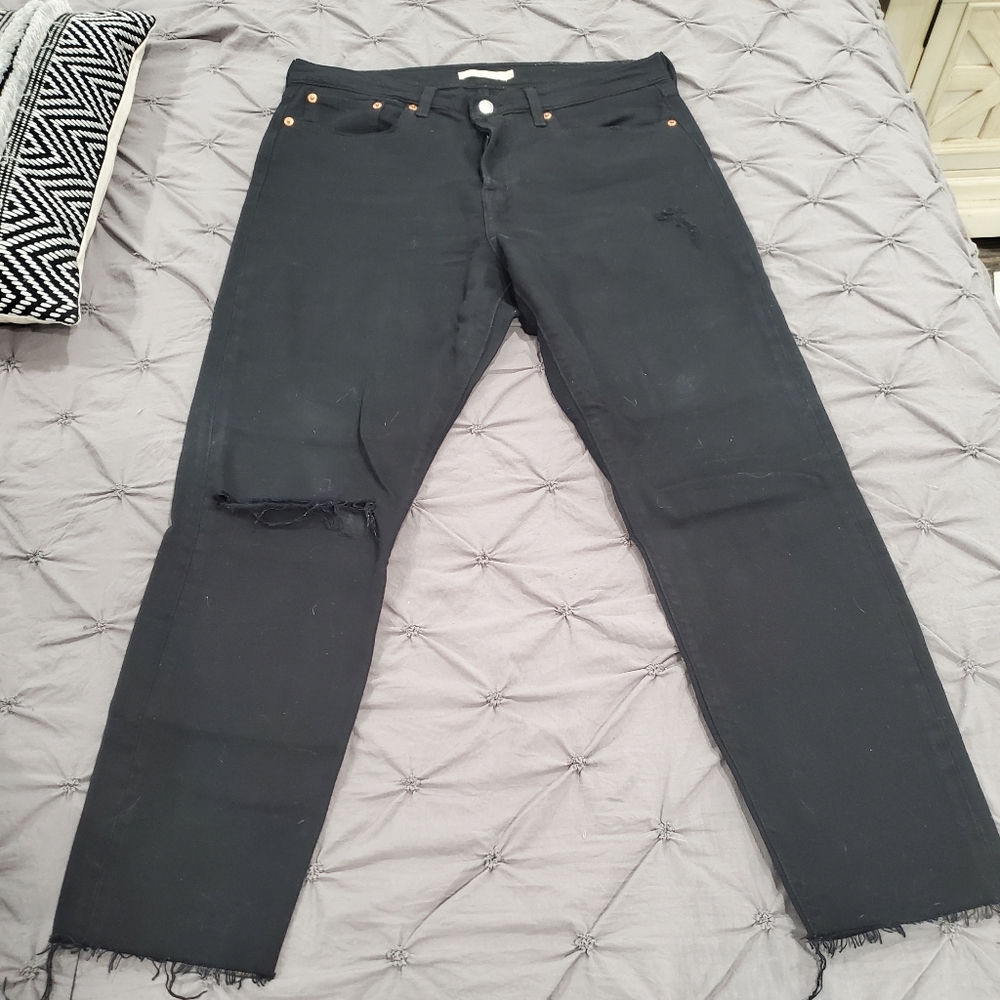 Levis Wedgie Icon Fit High Waist Ripped Black Skinny Jeans